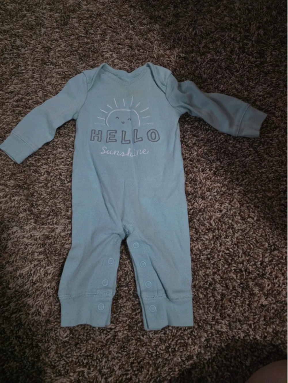 Carter's Light Blue "HELLO" Long-Sleeve Romper / Jumpsuit - Size 3M